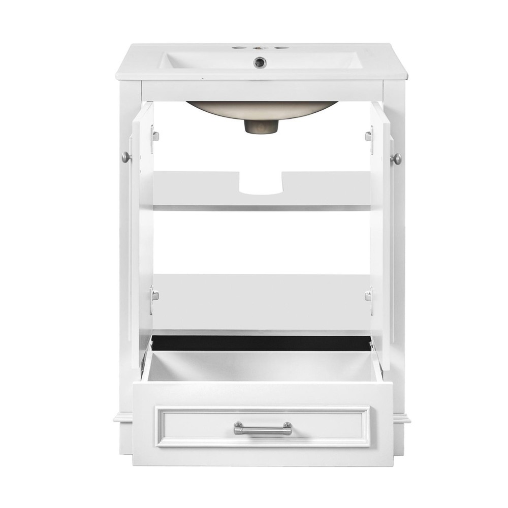 24'' Bathroom Vanity with Ceramic Sink Combo, Modern Freestanding Storage