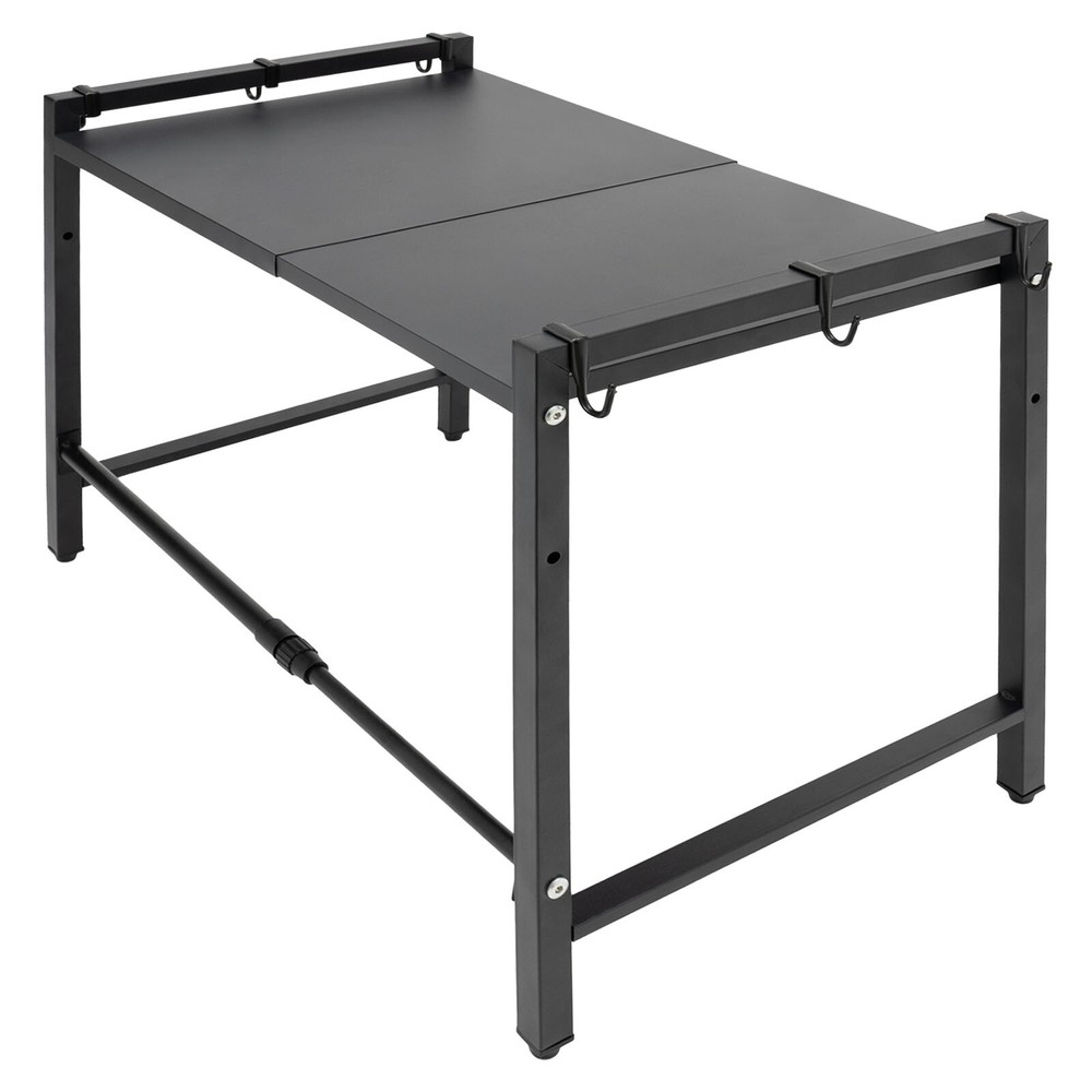 Adjustable Microwave Stand Black Oven Shelf Kitchen Countertop Organizer W/ Hook