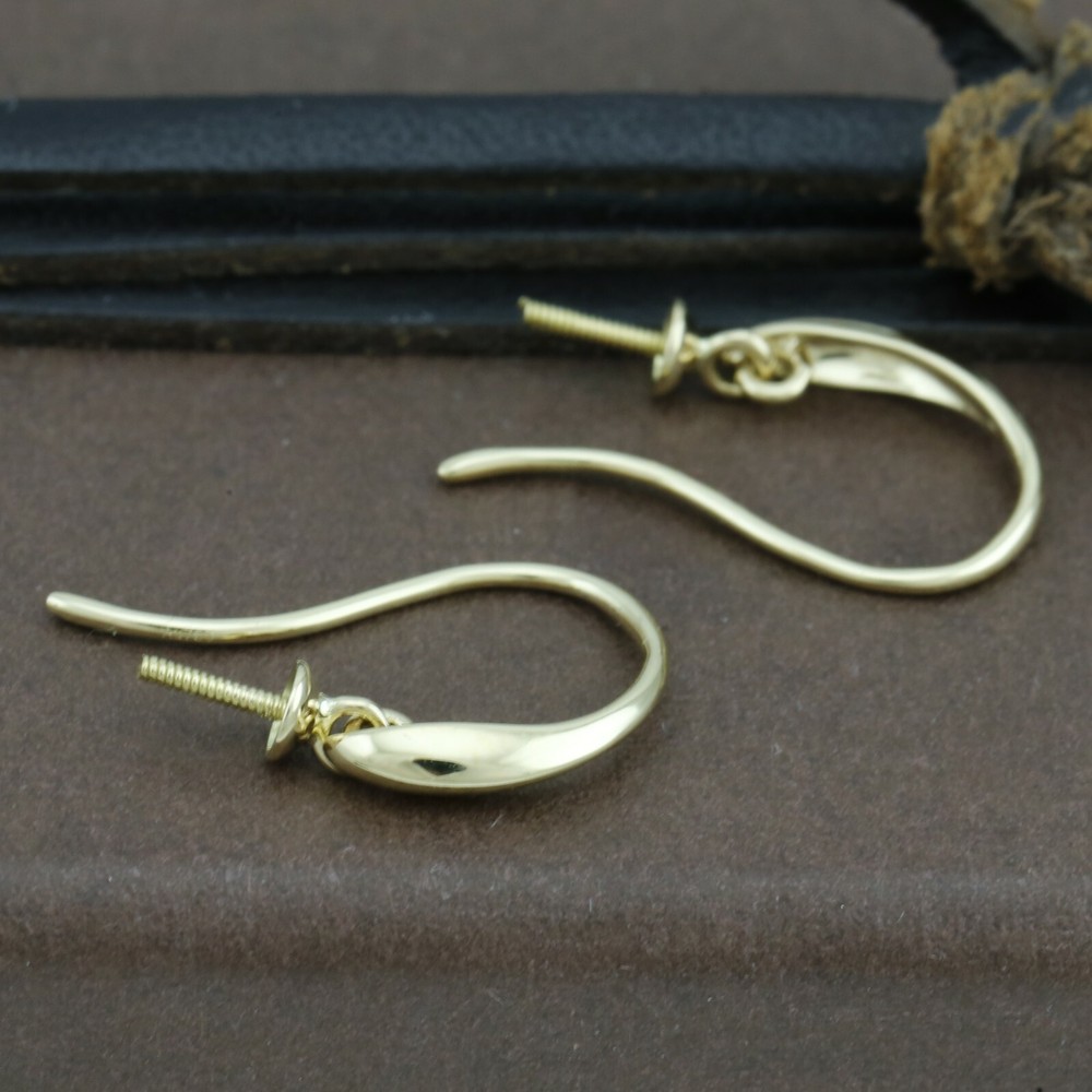 Genuine 18CT Solid Yellow Gold Pearl Hooks - 1 Pair
