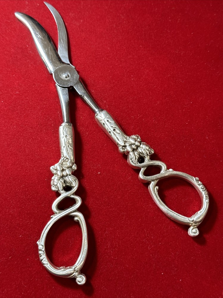 ITALY VINTAGE STERLING Salad Silver Handle GRAPE SCISSORS SHEARS