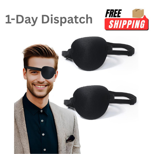 Eye Patch for Adults, 2Pcs Adjustable Lazy Eye Patch, Reusable Pirate Eye Cover