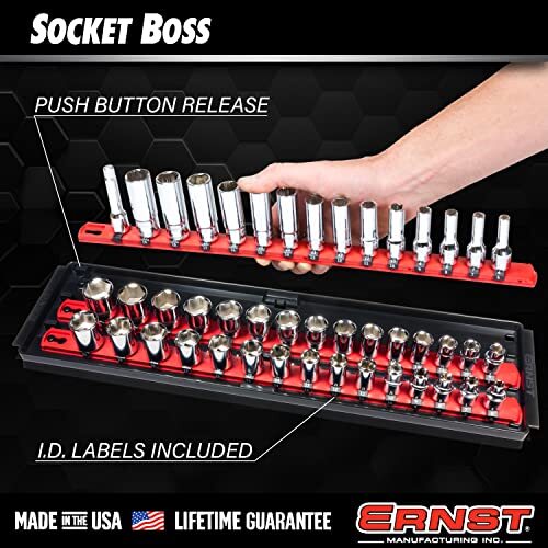 Ernst Manufacturing Socket Boss 3-Rail Multi-Drive Socket Organizer, 19-Inch,