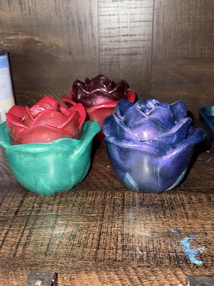 Handmade Resin Rose Jars