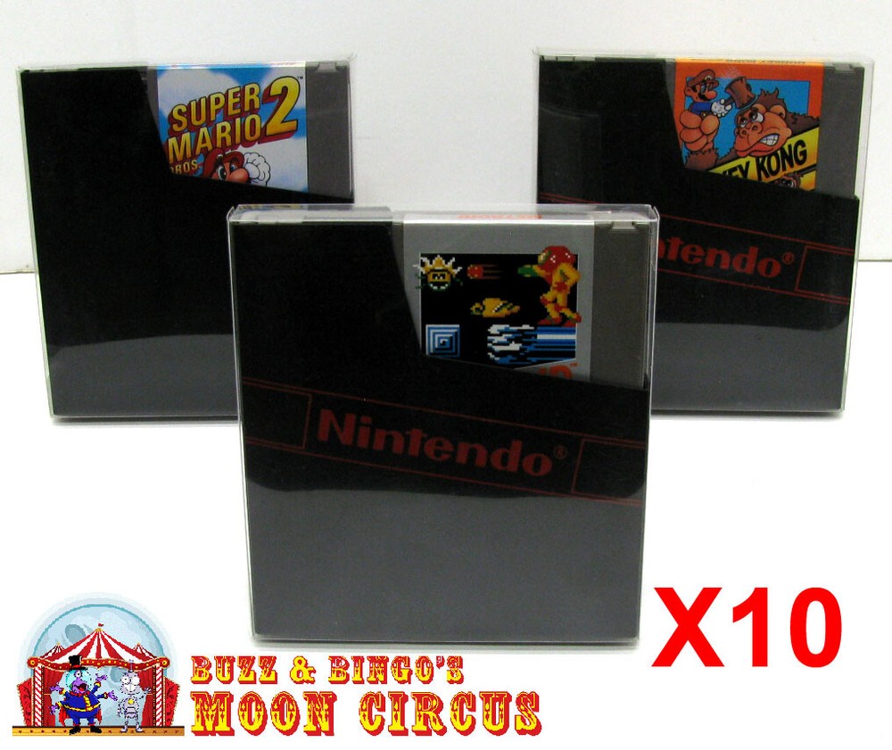 10x NINTENDO NES GAME CARTRIDGE - CLEAR PROTECTIVE BOX PROTECTOR SLEEVE CASE