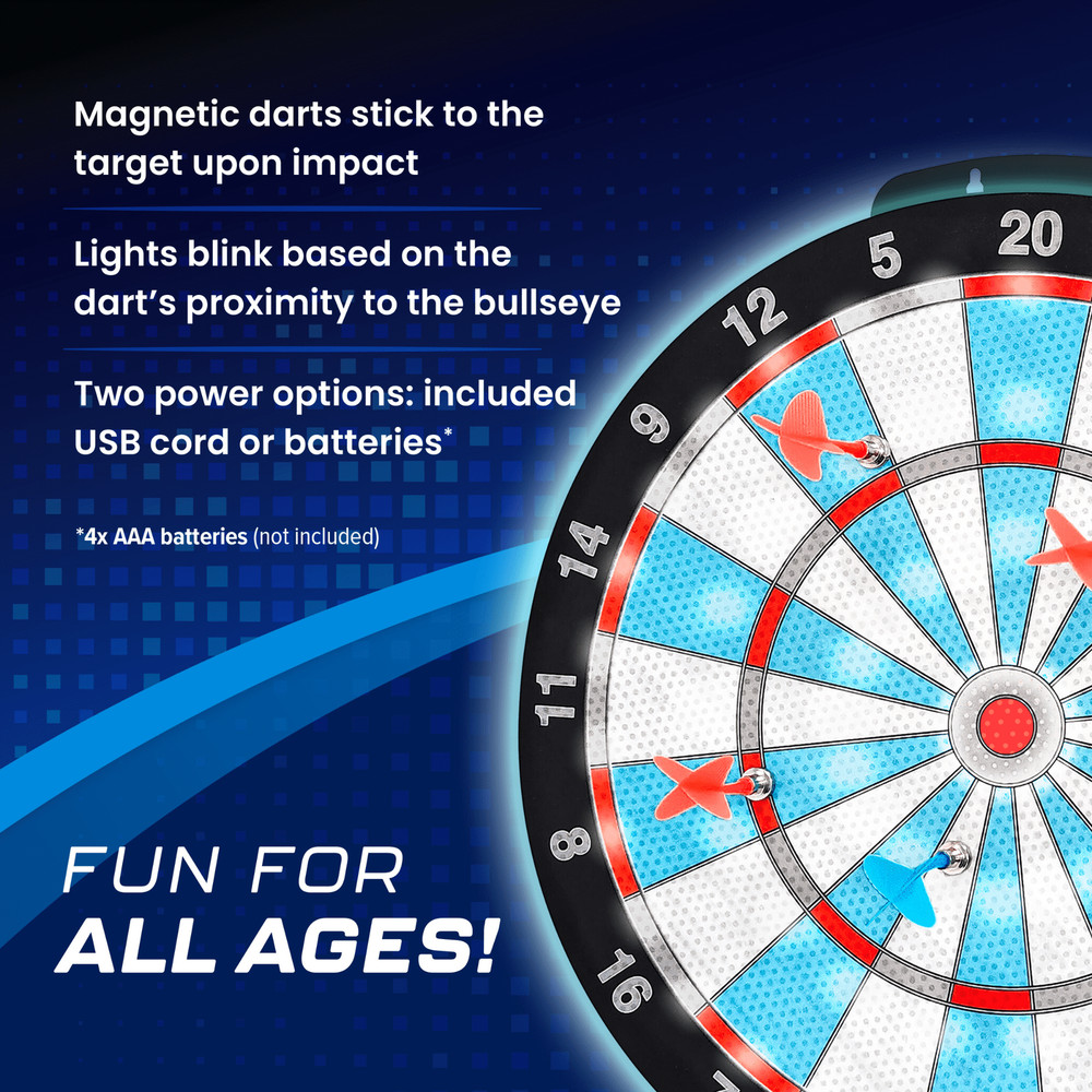 LED Magnetic Dartboard, Dart and Target Game, for All Ages