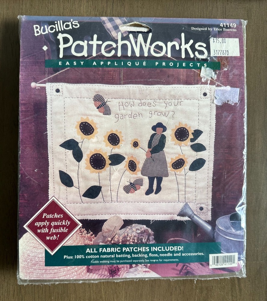 New Bucilla Patchworks Easy Applique Kit How Does Your Garden Grow