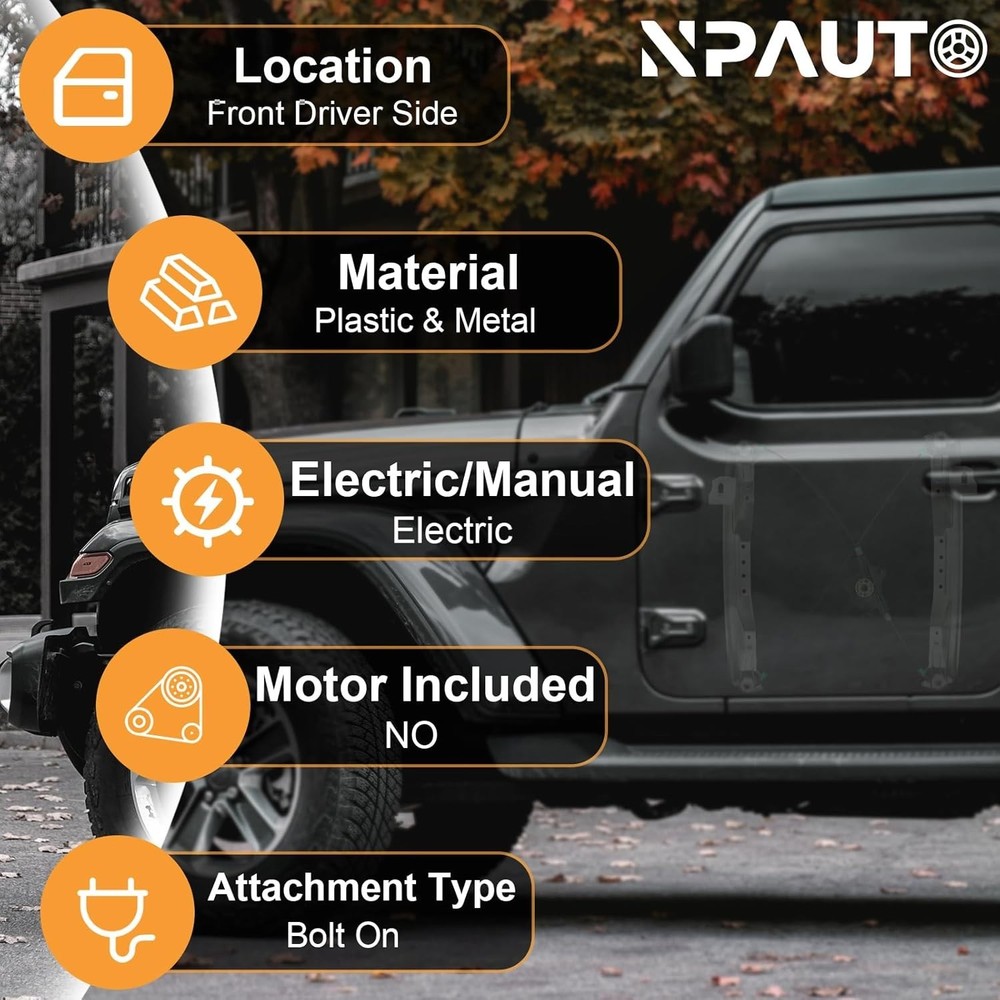 Power Window Regulator Without Motor Replacement for Chrysler Front Driver Side