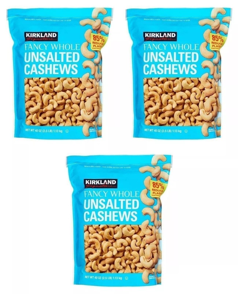 3 Pack | Kirkland Signature Unsalted Cashews, 2.5 Pound..