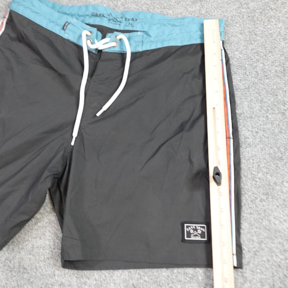 Dark Skies Swim Shorts 34 Gray Blue Trunks Solid Drawstring