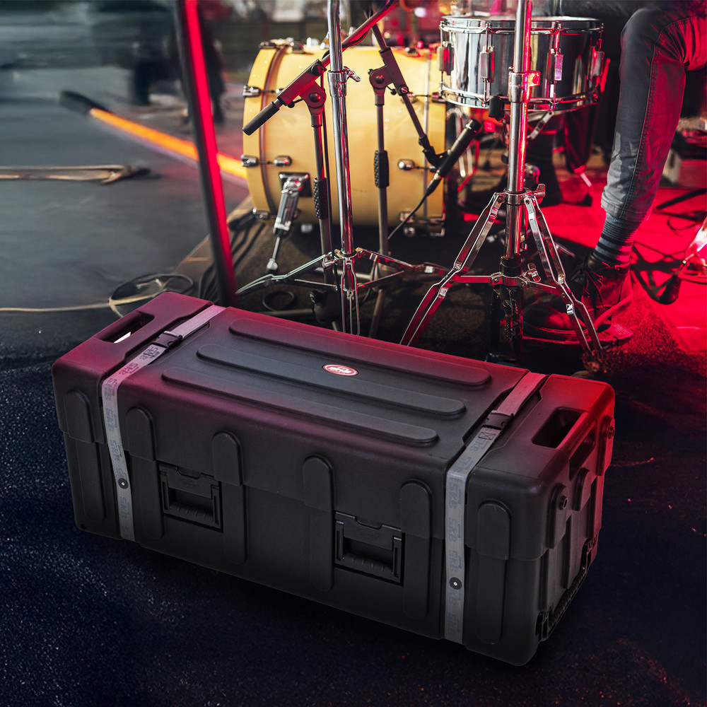 SKB Drum Hardware Case with Wheels, Durable Polyethylene Mobile Storage, Black