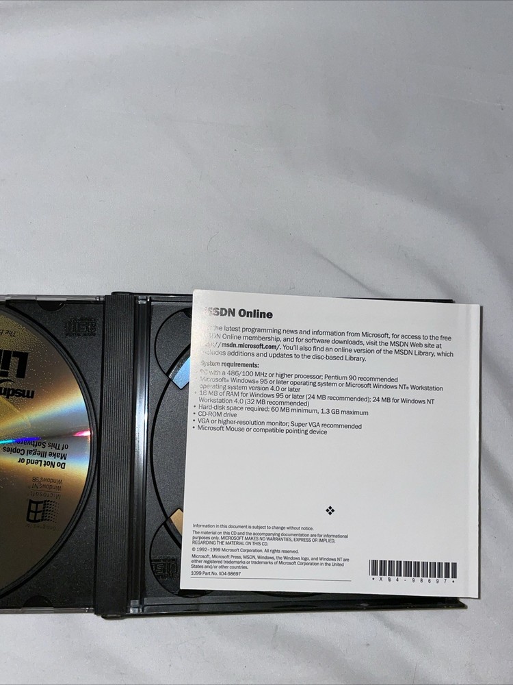Microsoft msdn Library October 1999 ~ CD-ROM 3 Disc For Windows 98 NT