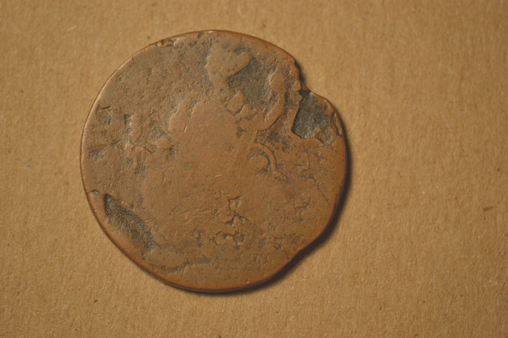 Interesting Connecticut Colonial- Bust Left with large planchet defect and clip.