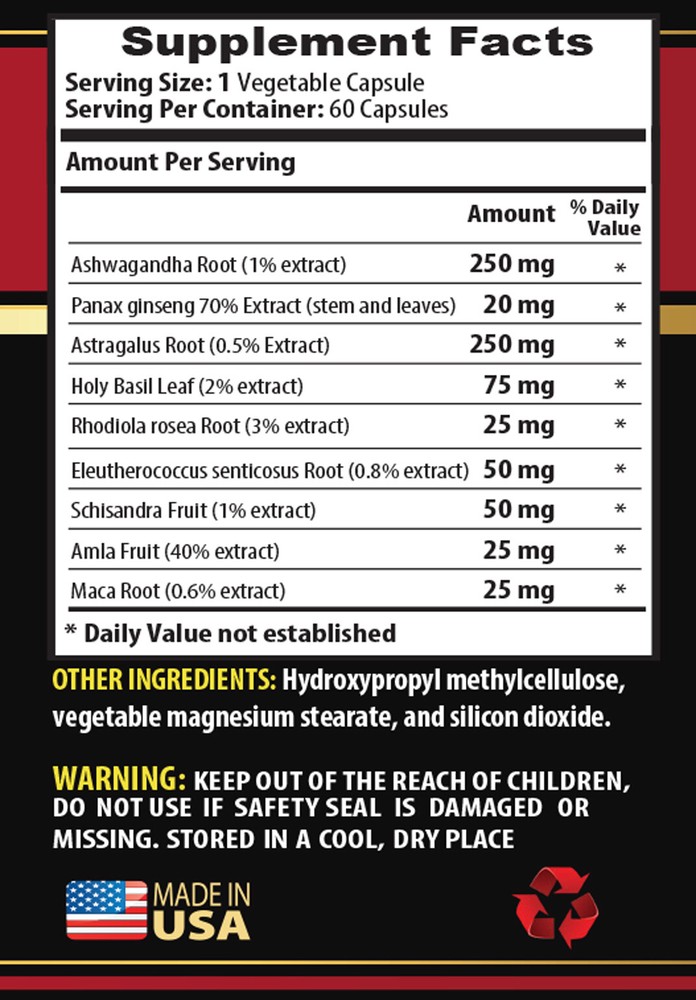 stress relieving herbs - ASHWAGANDHA ROOT COMPLEX 770mg - boost testosterone 1B
