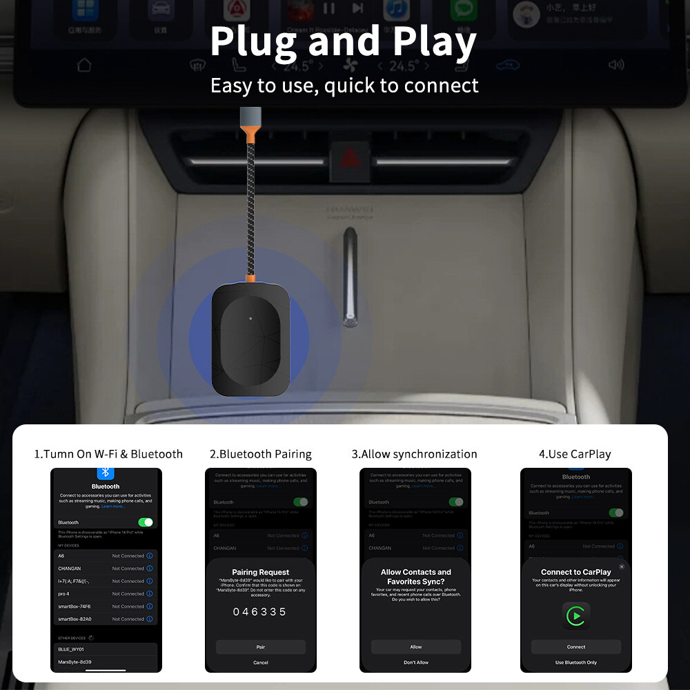 Wireless USB Carplay Adapter Dongle For iPhone Apple Android Auto Plug &Play