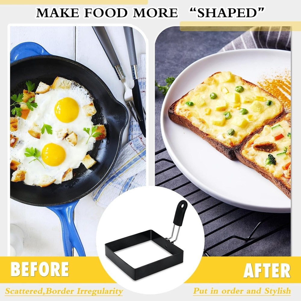 Professional Quality Egg Rings with Silicone Handle - Effortless Breakfast Maker