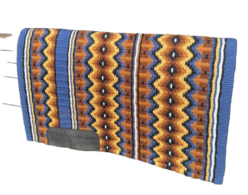 Cornflower Rust Etc Black&White western Show wool saddle blanket Oversized 34*42