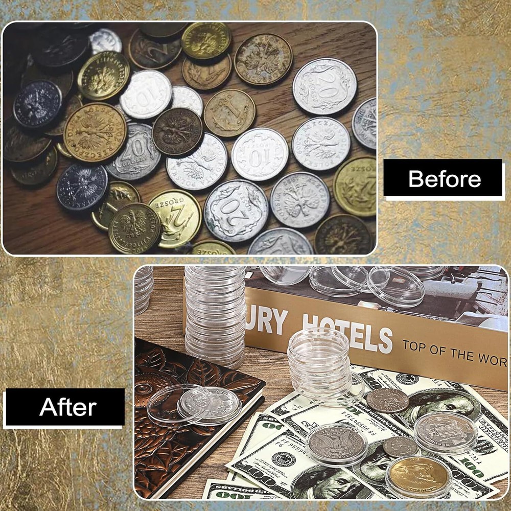 100Pack 19mm 0.75in Coin Capsule Storage Holder Round Container Plastic Direct
