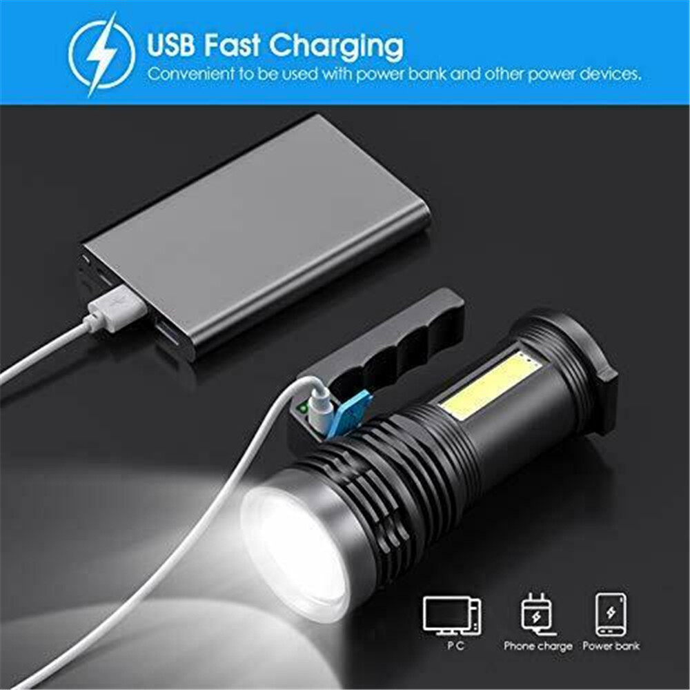 Rechargeable LED Torch with 4 Modes - Waterproof, Compact & Bright Light Source