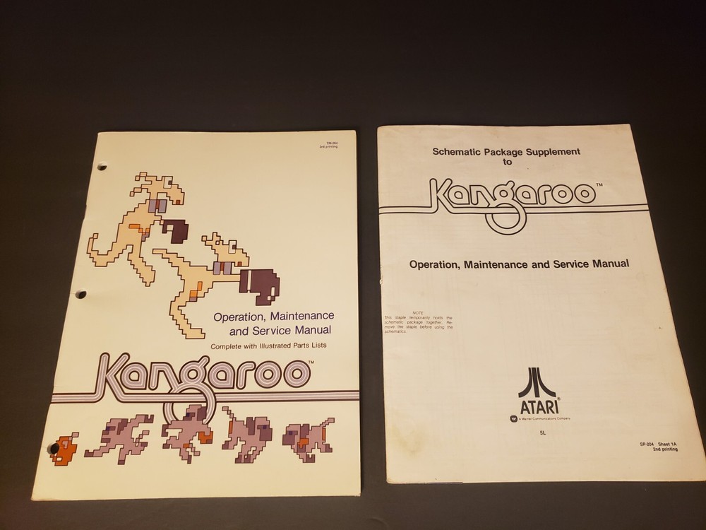 Original 1982 Atari Kangaroo Coin-op Video Arcade Game Ops Manual & Schematics