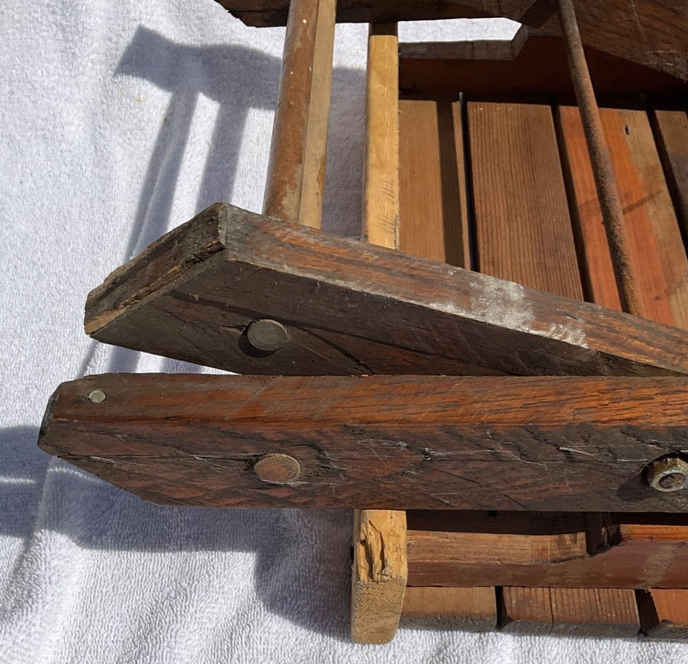 Vintage Folding Wooden Step Stool Seat