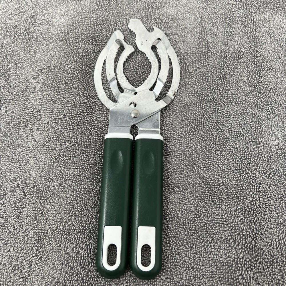 Jar Bottle Opener Stainless Universal Fit Multi Sizes Green Handle Preowned