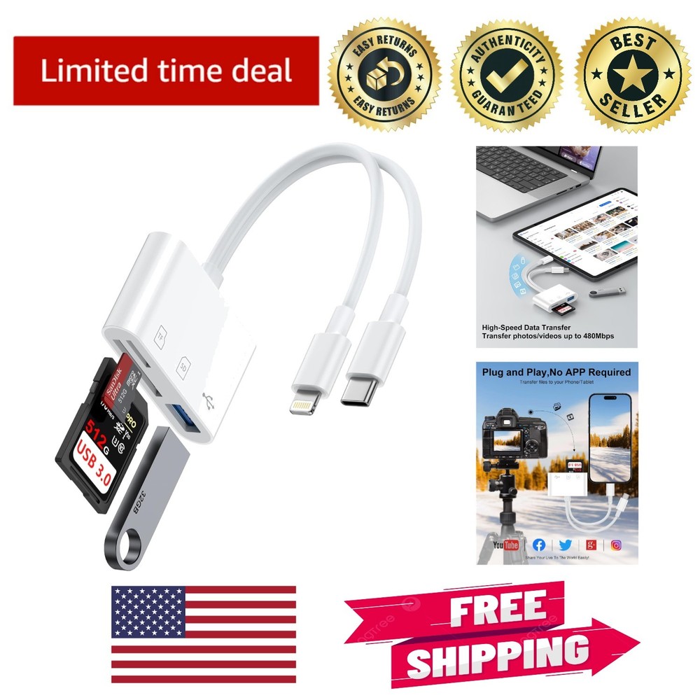 High-Speed USB C to SD Card Reader - Compatible with iPhone & Android Devices