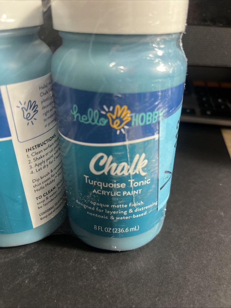 Hello Hobby Chalk Turquoise Tonic Acrylic Paint 8 fl oz ( 4 Pack )