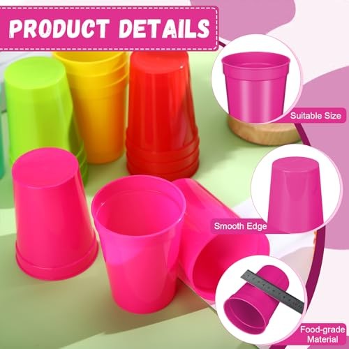 60 Pcs 12 oz Plastic Stadium Cups Bulk Plastic Stadium Cups Reusable Pink