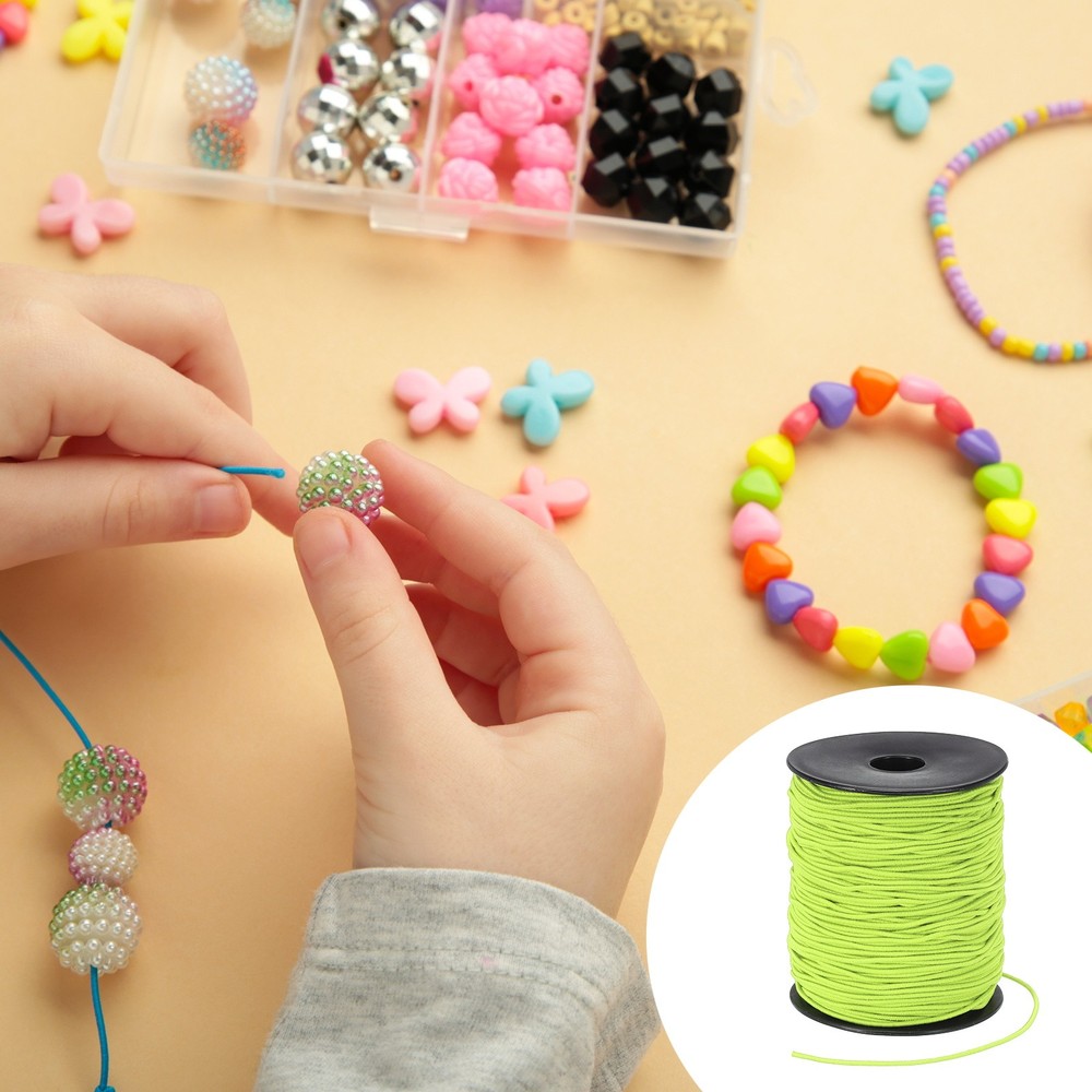Elastic Cord, 1.5mm Stretchy Elastic String 100 Yards Fluorescent Green