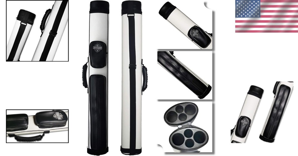 Durable 2x2 Hard Pool Cue Case with Adjustable Strap - Perfect for Billiards