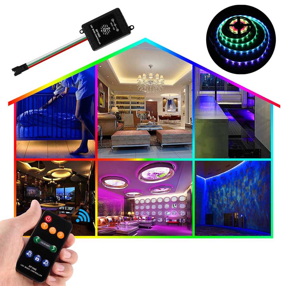 WS2812B WS2811 LED Strip Light Mini LED RF WiFi Bluetooth Music Pixel Controller