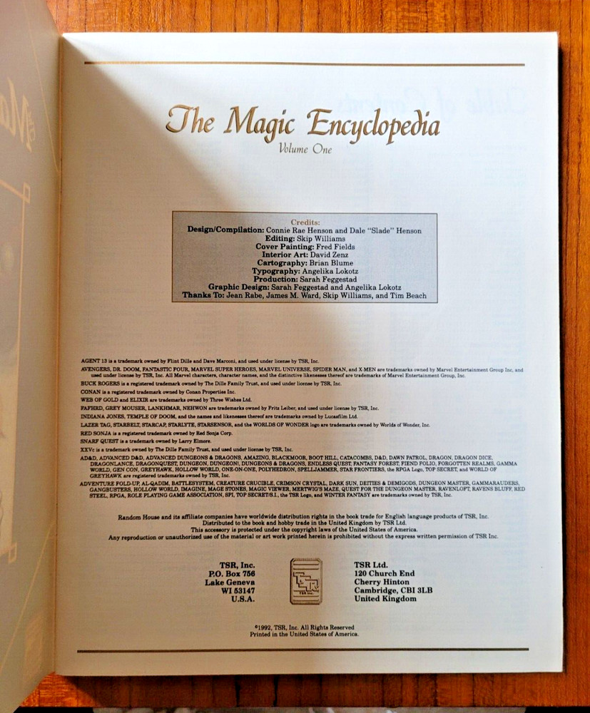 Magic Encyclopedia Volume One - AD&D 2nd Edition - TSR - 9293