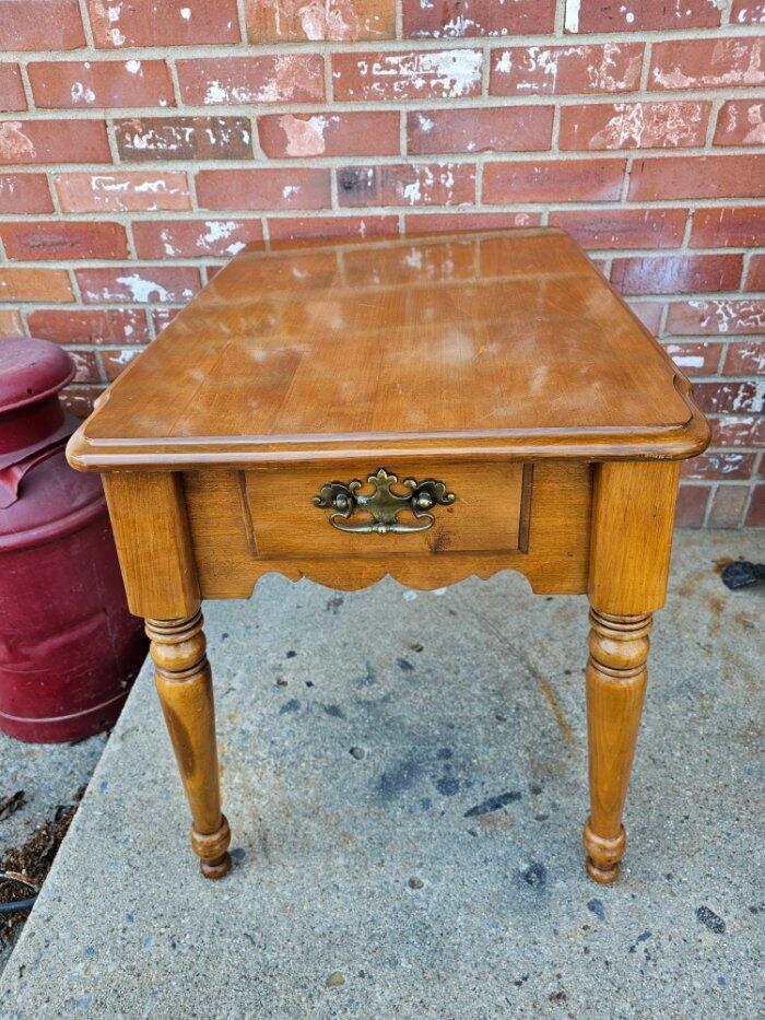 Vintage Solid Maple End Table 1 Drawer Night Stand Plant Fern Table