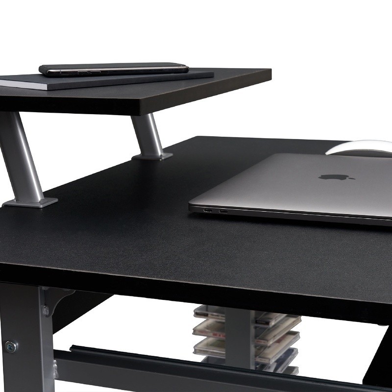 Mobile Workstation Compact Rolling Computer Cart Adjustable Shelf Keyboard Tray