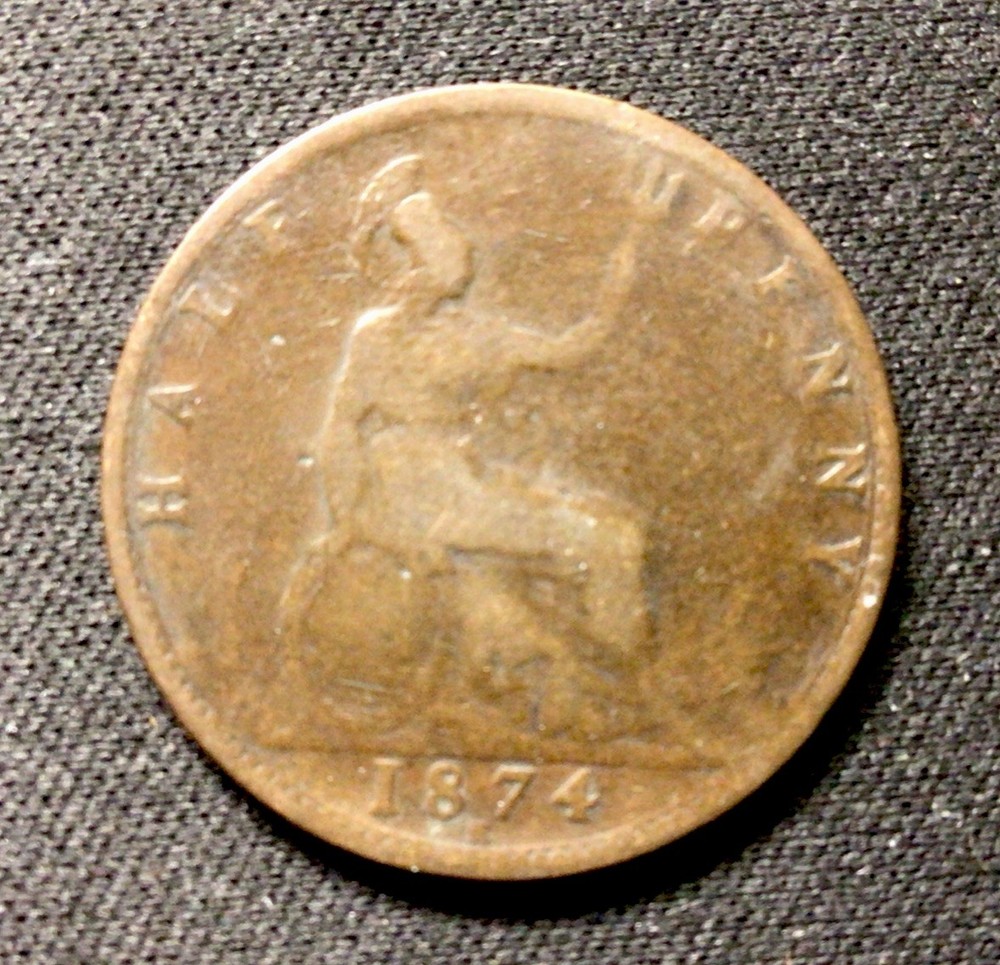 1874 H British Half Penny! ENN Coins
