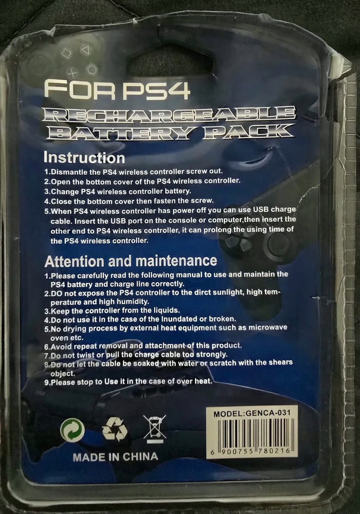 2000mAh Rechargeable Replacement Battery Pack for PlayStation 4 PS4 Controller