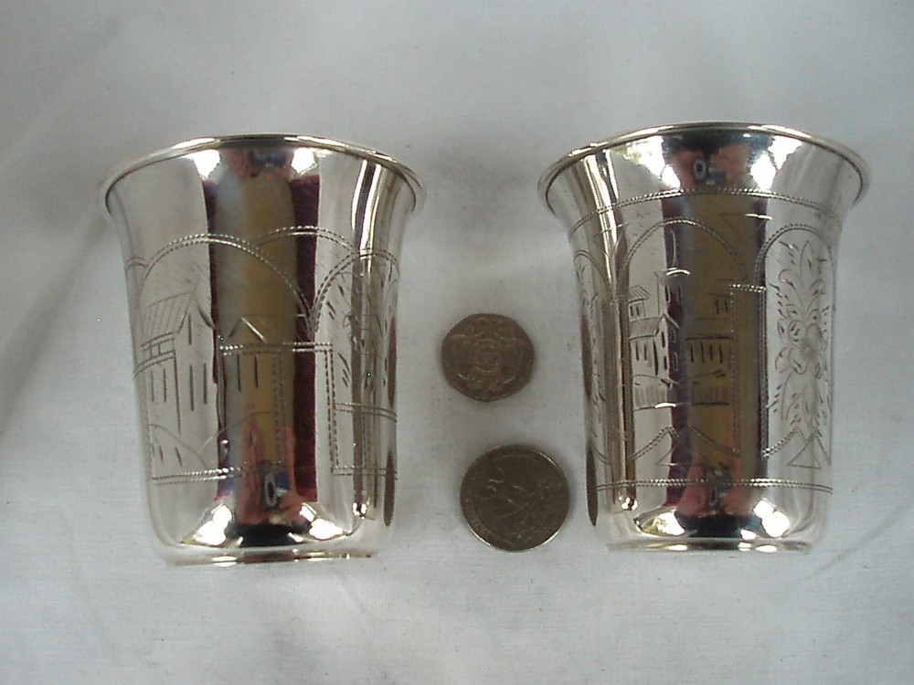 RUSSIAN VODKA BEAKERS STERLING SILVER CIRCA 1890