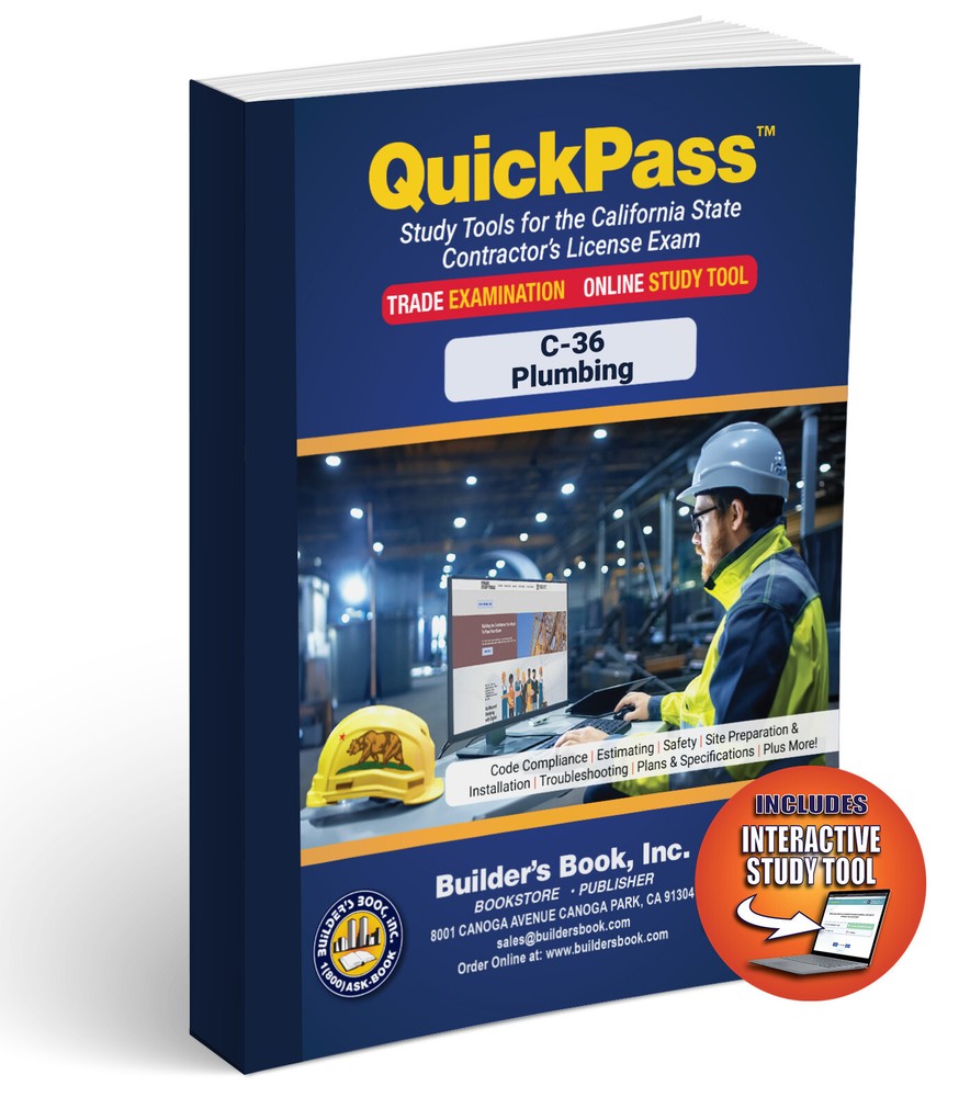 Plumbing License Examination (C-36) - QuickPass Study Tool Book with Online Inte