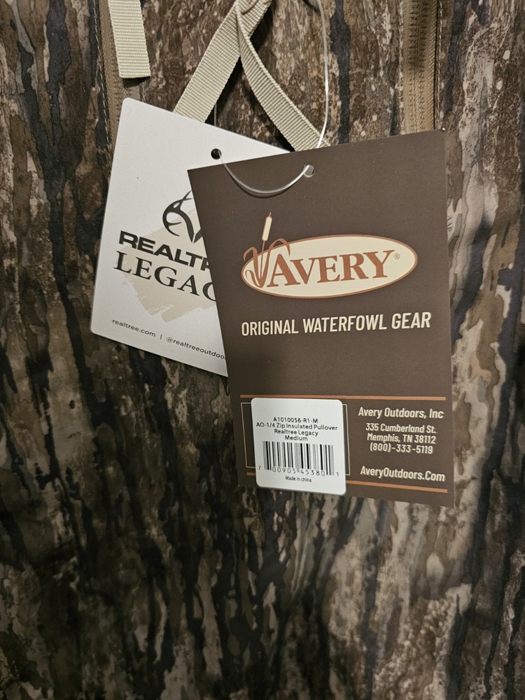 AVERY OUTDOORS 1/4 ZIP CAMO INSULATED PULLOVER Real Tree Legacy - Medium