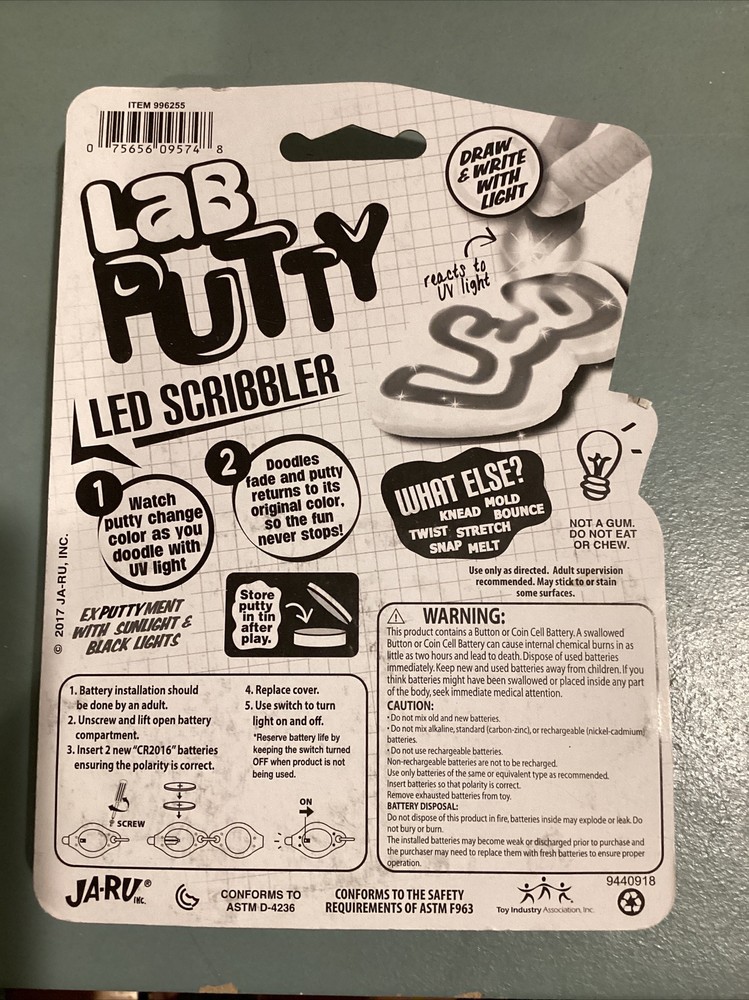 Lab Putty LED Scribbler UV Light Draw & Write with Light Magic Fluorescent New