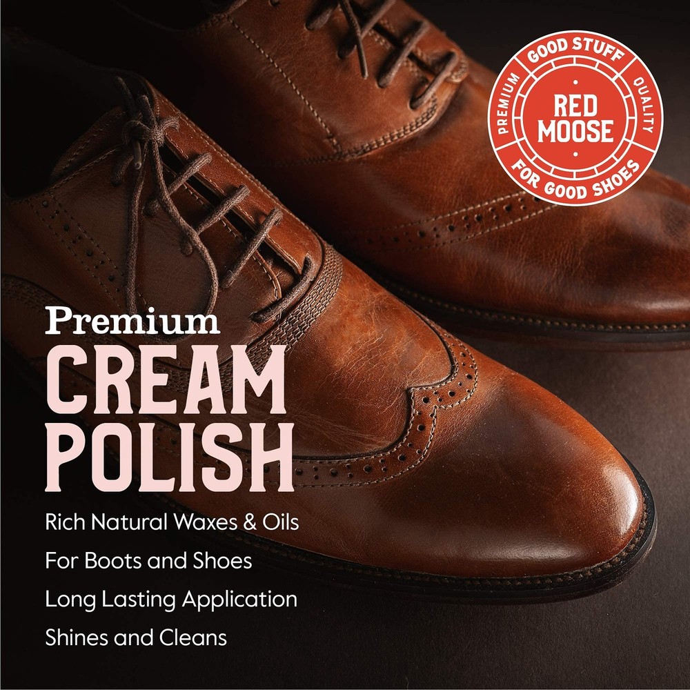 RED MOOSE Premium Brown Boot and Shoe Cream Polish - Medium,