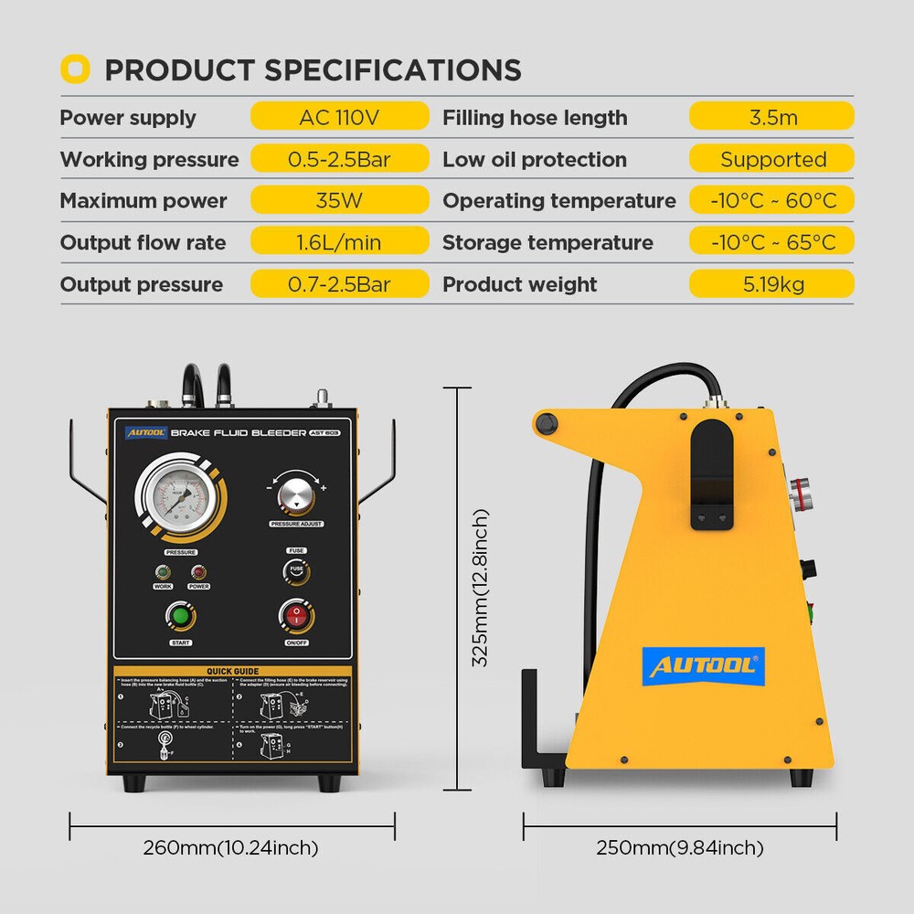 Automatic Brake Bleeder Machine Electric Brake Bleeding Fluid Exchange 10 Adapte