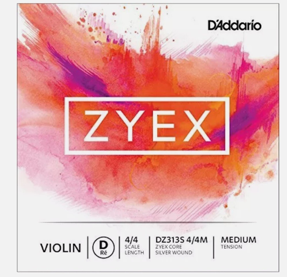 Single Silver Violin D String  4/4 Scale Medium Tension Wound Zyex