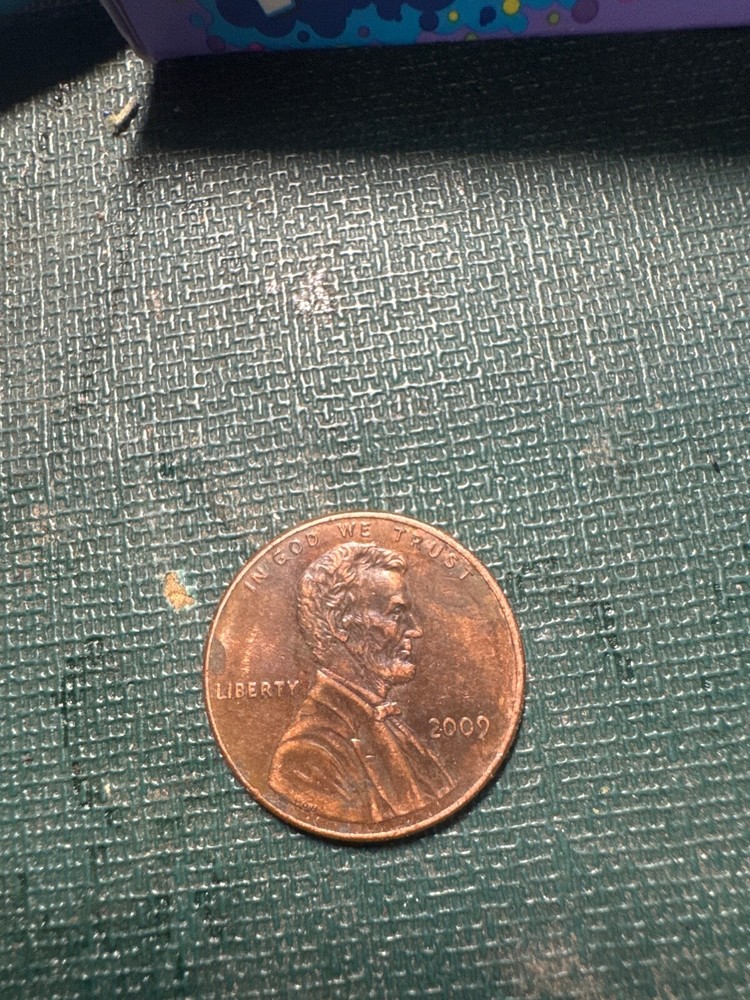 2009 lincoln penny Abe sitting on a log