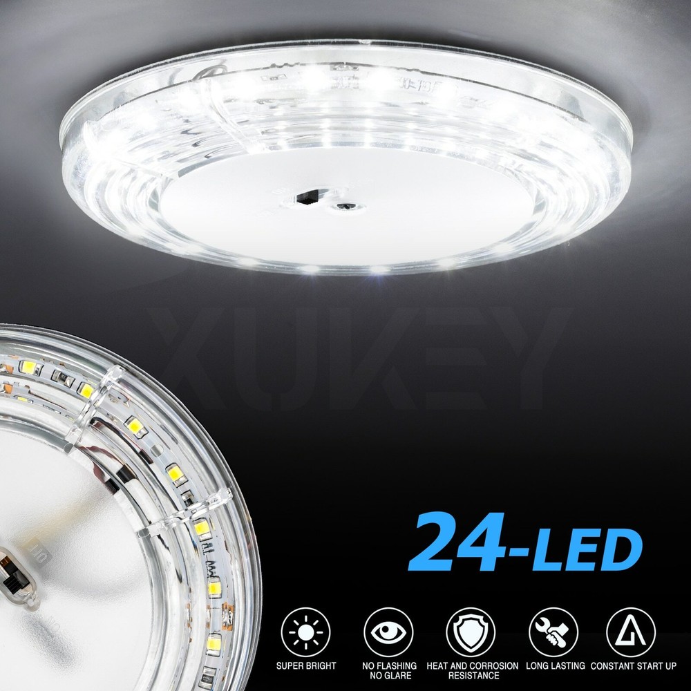 Interior LED Lights RV 12V Switched ROUND Ceiling Light Fixture Camper Trailer/