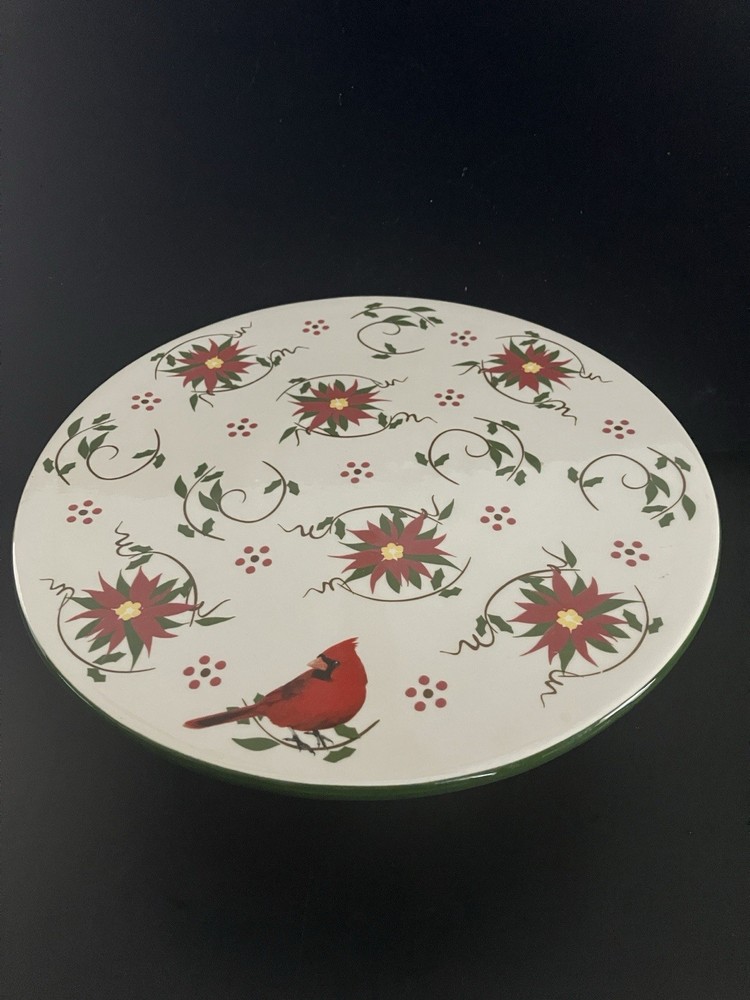 Temptations Special Edition Classic 9.75” Round Cake Plate  - Cardinal Design!
