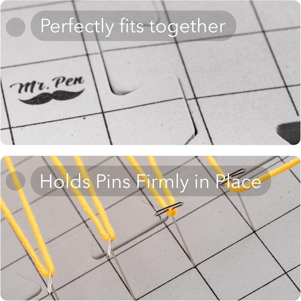 Interlocking Blocking Mats: 12”x12” for Knitting & Crochet - 4 Pack with T-Pins
