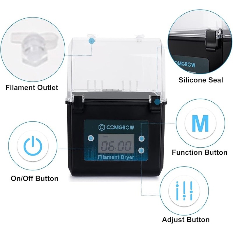 Filament Dryer Box 3D Printer Moisture Removal Temperature Control Large Storage