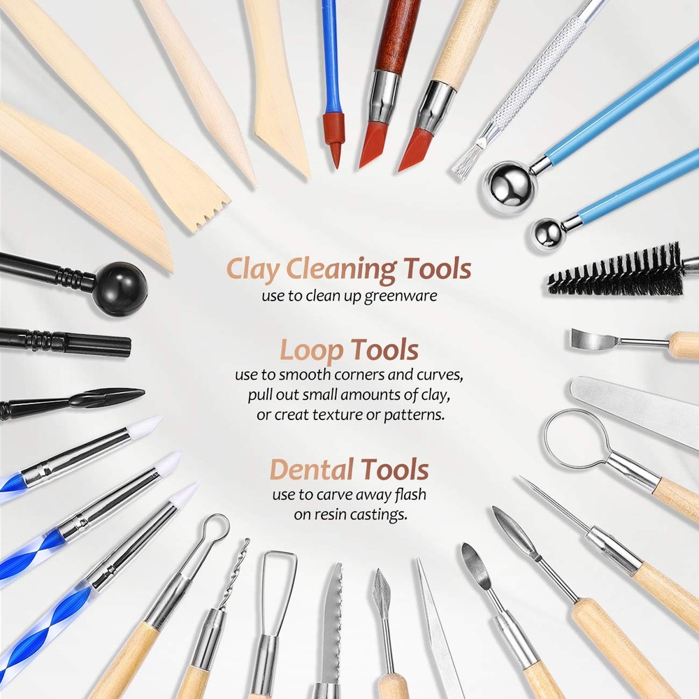 Pottery Clay Sculpting Tools 43Pcs Double Sided Ceramic Clay Carving Tool Set...