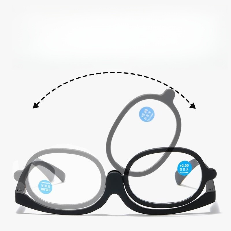 Makeup Mirror Rotating Single Panel Eyebrow Anti-Blue-Ray Reading Glasses